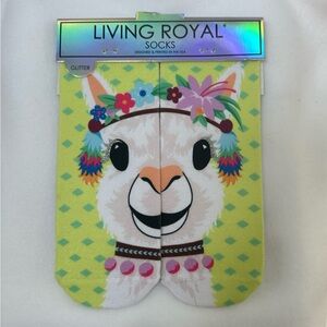 Living Royal Girl Scouts Llama Socks One Size New W Tags NWT Made in USA Glitter